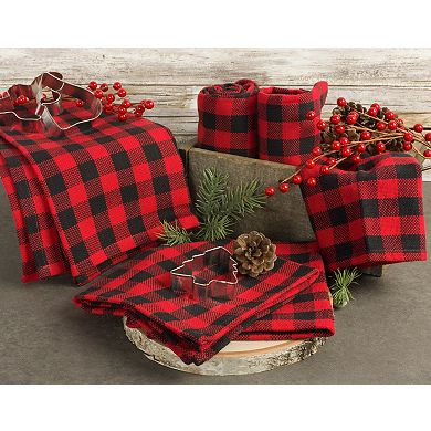 DII Tango Red Logger Check Dishtowel & Dishcloth Set/6