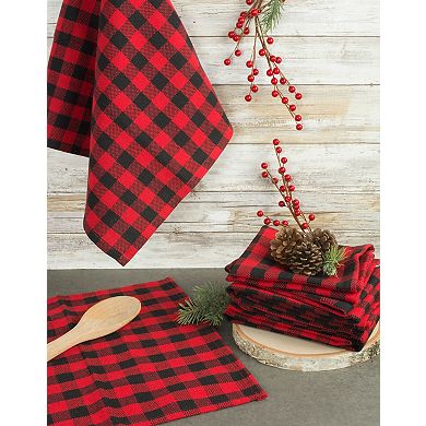 DII Tango Red Logger Check Dishtowel & Dishcloth Set/6