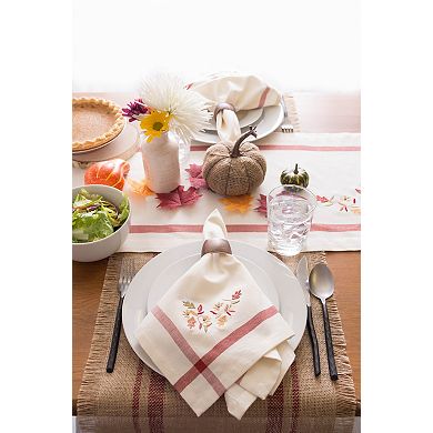 DII Natural Embroidered Fall Leaves Bordered Napkin Set/6