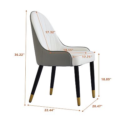Modern Upholstered Dining Chairs Set of 2, Gold Metal Frame & Backrest