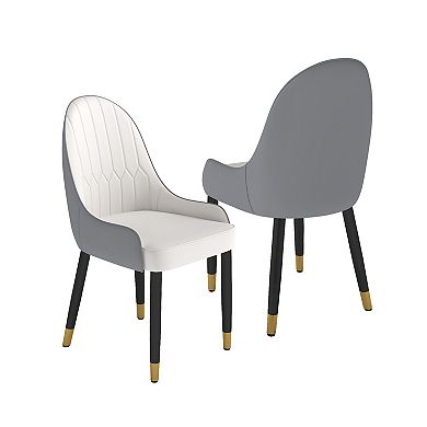 Modern Upholstered Dining Chairs Set of 2, Gold Metal Frame & Backrest