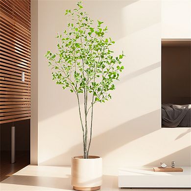 Large Artificial Ficus Tree Realistic Faux Tree with Lifelike Leaves and Trunk