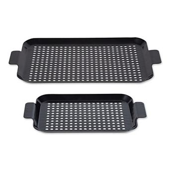 RSVP International Porcelain Coated 2 pc Grill Topper Set with Small and Medium Sizes