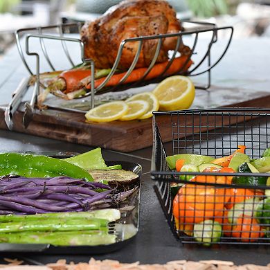 RSVP International Porcelain Coated 2Pc Grill Topper Set with Small and Medium Sizes