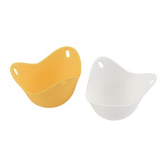 RSVP International Silicone Egg Poaching Cup Set/2 Tabbed Design for Easy Removal