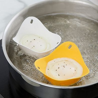 RSVP International Silicone Egg Poaching Cup Set/2 Tabbed Design for Easy Removal
