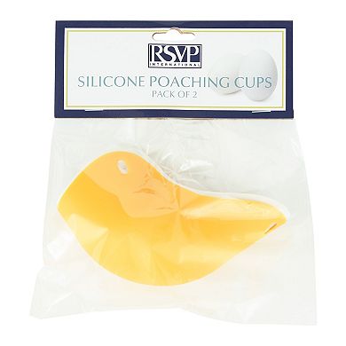 RSVP International Silicone Egg Poaching Cup Set/2 Tabbed Design for Easy Removal