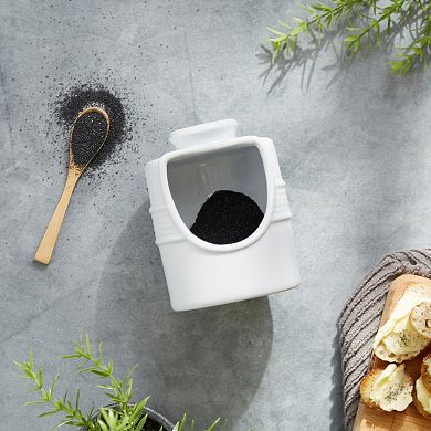 RSVP International White Stoneware Salt Pig