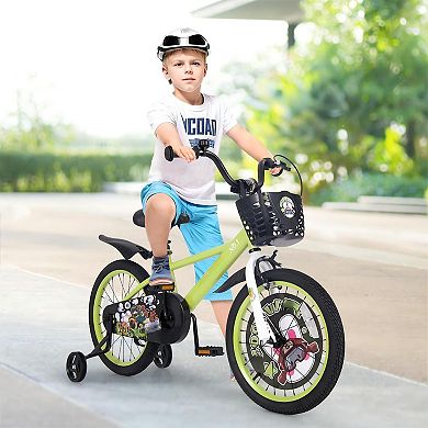 16/18 Inch Kids Bike Adjustable with Detachable Training Wheels for 4-8 Years Old