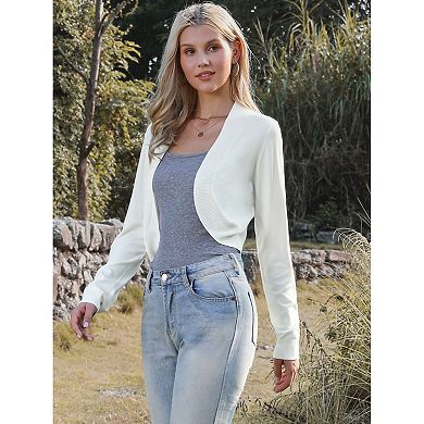 Long Sleeve Cropped Cardigan Sweaters for Women Open Front Bolero Shrug for Dresses