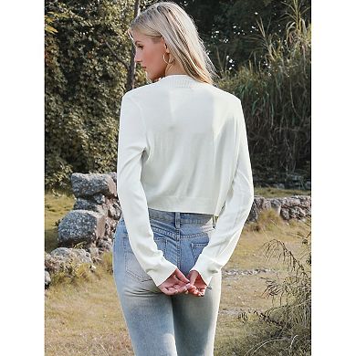Long Sleeve Cropped Cardigan Sweaters for Women Open Front Bolero Shrug for Dresses