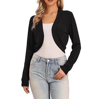 Long Sleeve Cropped Cardigan Sweaters for Women Open Front Bolero Shrug for Dresses
