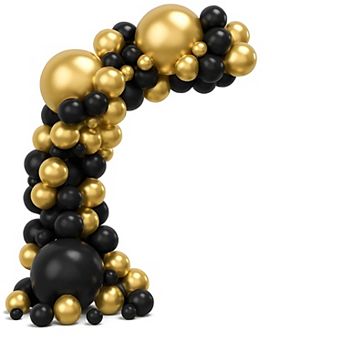 134 pc Black and Gold Balloon Garland Arch Kit for Graduation New Year Birthday Party Decor