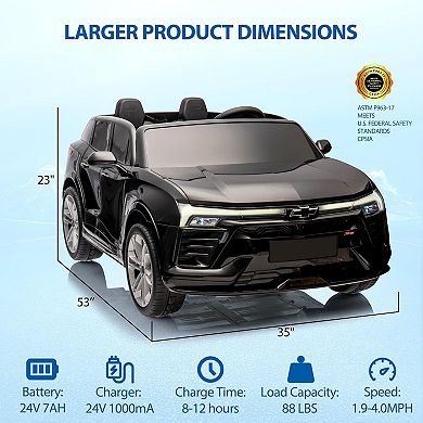 24V Chevy Blazer Kids' Electric SUV - Remote, Bluetooth & 3 Speeds