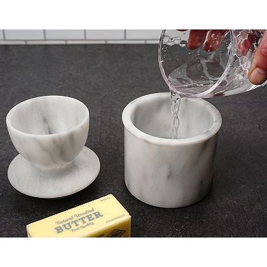 RSVP International White Marble Butter Pot