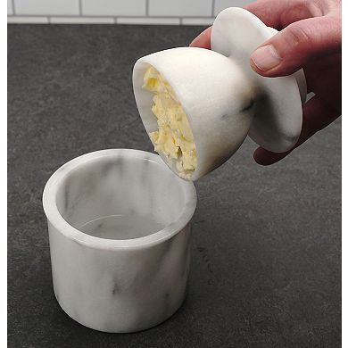 RSVP International White Marble Butter Pot