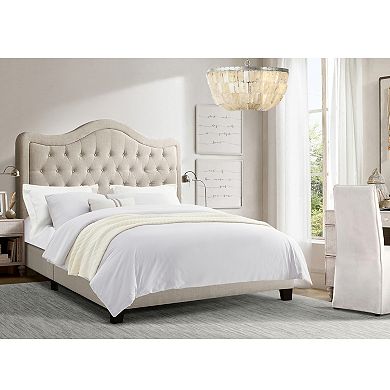 Linen Platform Bed with Headboard