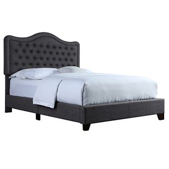 Linen Platform Bed with Headboard