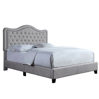 Linen Platform Bed with Headboard
