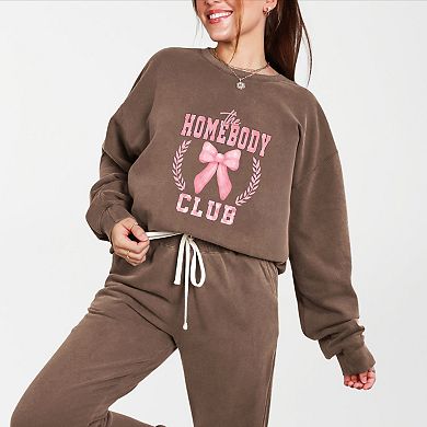 Coquette Pink Homebody Club - Women's Lightweight Garment Dyed Sweatshirt