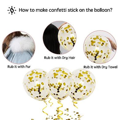 50Pcs Black Gold Silver Balloons Metallic & Confetti Party Decorations