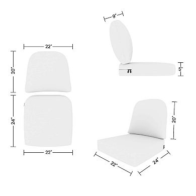Covers&All Outdoor Seat/Back Cushion Three Seater, Durable Olefin Fabric