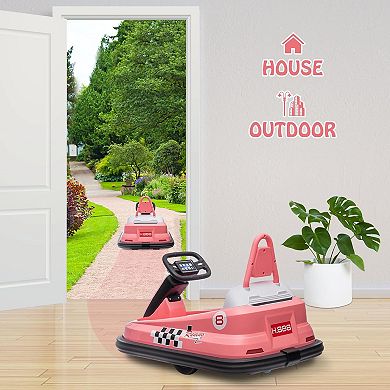 6V Kids Bumper Car: 360° Spin, 2 Speeds, LED & Music, Safety Belt