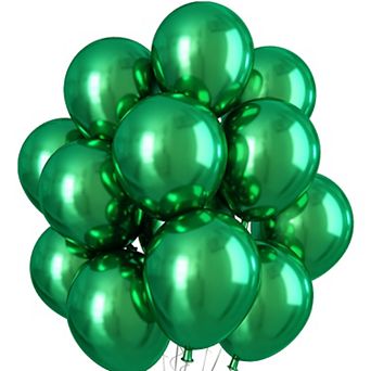 30 pc Chrome Green Balloons Metallic Dark Green for Parties Decor Set