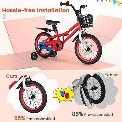 16 Inch Kids Bike with Removable Training Wheels for 4-7 Years Old