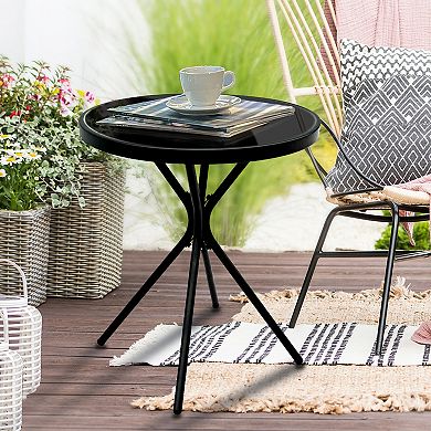 Outdoor Patio Round Metal Small Side Table