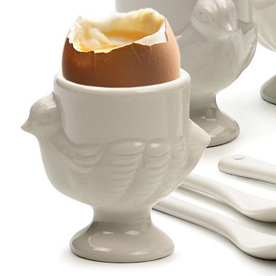 RSVP International Porcelain Egg Cups & Spoons - Set Of 8 (4C + 4Sp)