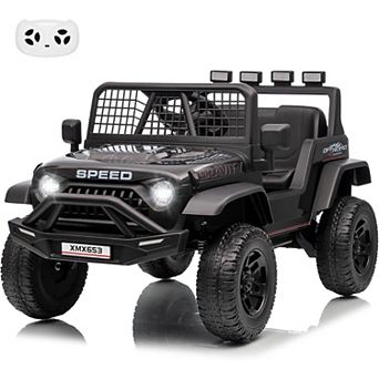 12V Kids Ride-On Car w/ Remote Control, Extra Wide Seat & LED Lights for Ages 3-6