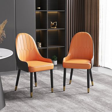 Modern Upholstered Dining Chairs Set of 4, Gold Metal Frame & Backrest