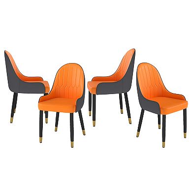 Modern Upholstered Dining Chairs Set of 4, Gold Metal Frame & Backrest