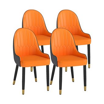 Modern Upholstered Dining Chairs Set of 4, Gold Metal Frame & Backrest