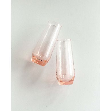 Handblown Hammered Champagne Flutes - Set of 4