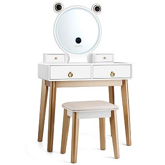 Costway Vanity Dressing Table Set Touch Screen Dimming Mirror