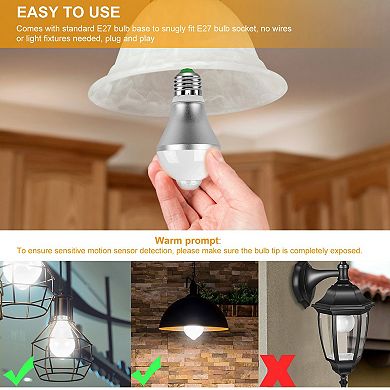 E27 Motion Sensor LED Bulb 9W,5W, 1000 lm. 6500K Auto On,Off Dusk-to-Dawn, Indoor, Outdoor