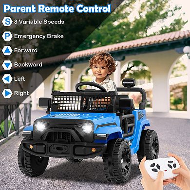 12V Kids Ride On Truck With Remote Control LED Lights And Music