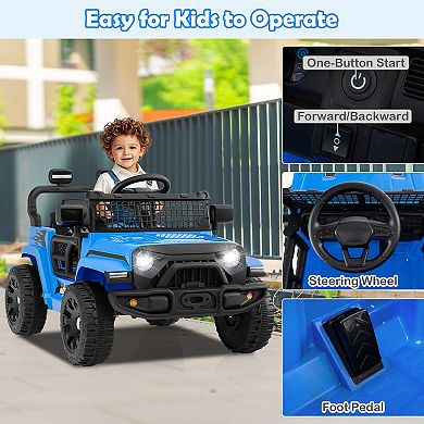 12V Kids Ride On Truck With Remote Control LED Lights And Music