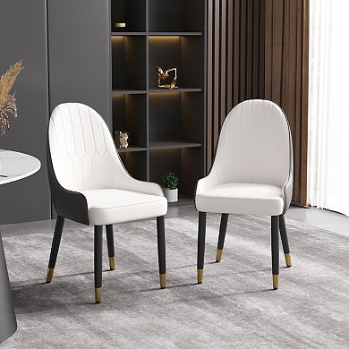 Modern Upholstered Dining Chairs Set of 6, Gold Metal Frame & Backrest