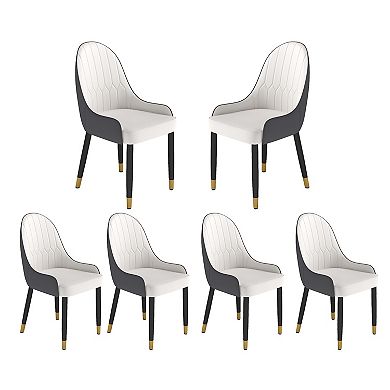 Modern Upholstered Dining Chairs Set of 6, Gold Metal Frame & Backrest