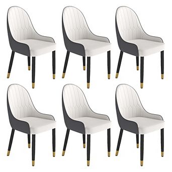 Modern Upholstered Dining Chairs Set of 6, Gold Metal Frame & Backrest