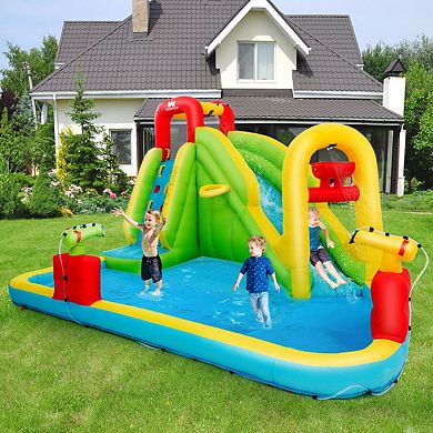 Gymax Outdoor Inflatable Splash Water Bounce House Jump Slide w/Blower