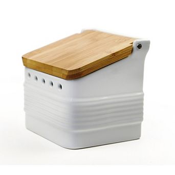 RSVP International Stoneware Garlic Keeper - White