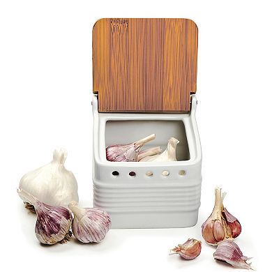 RSVP International Stoneware Garlic Keeper - White