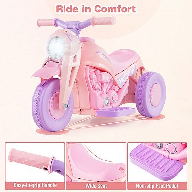 Gymax 6V Kids Bubble Car Electric Ride on Motorcycle w/ Music Button & LED Headlight