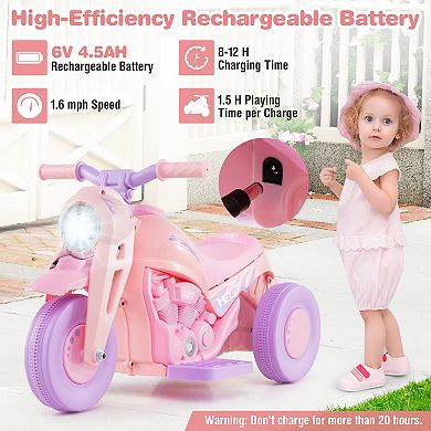 Gymax 6V Kids Bubble Car Electric Ride on Motorcycle w/ Music Button & LED Headlight