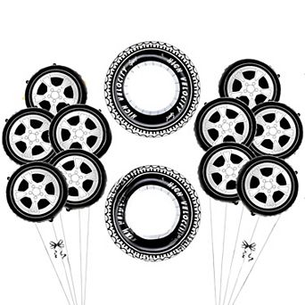 20 pc Race Car Balloons with Checkered Garland for Boys Racing Birthday Party Decorations