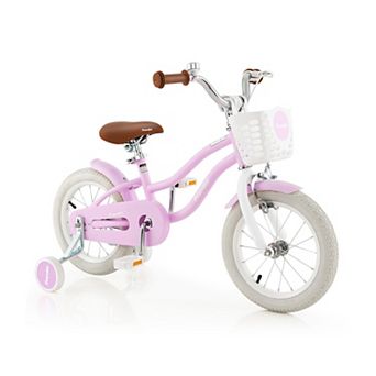 14 Inch Kid's Bike with Removable Training Wheels and Basket-Purple